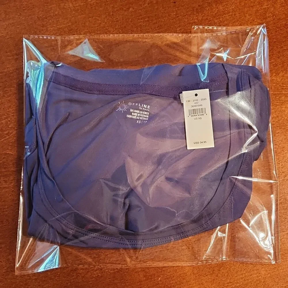 Aerie Fitted Bodycon Athletic Sporty Lightweight Long Sleeve T-Shirt, XS, Blue
